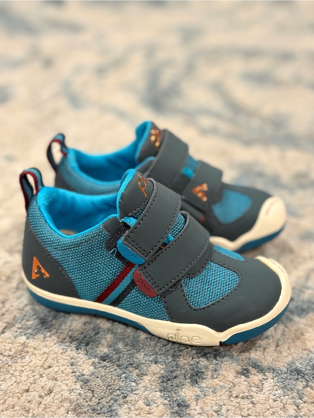 Plae Ty Kids Sneakers Blue & Gray Athletic Hook-and-Loop Sneakers